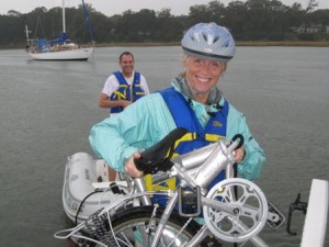 Arriving back at the boat, wet but no worse for wear.